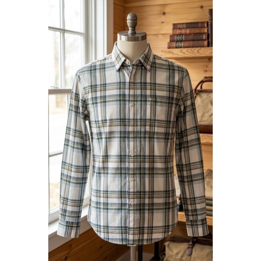 Vintage Earth Tone Plaid Button Down Mens Small Shirt Cabincore Preppy Dadcore